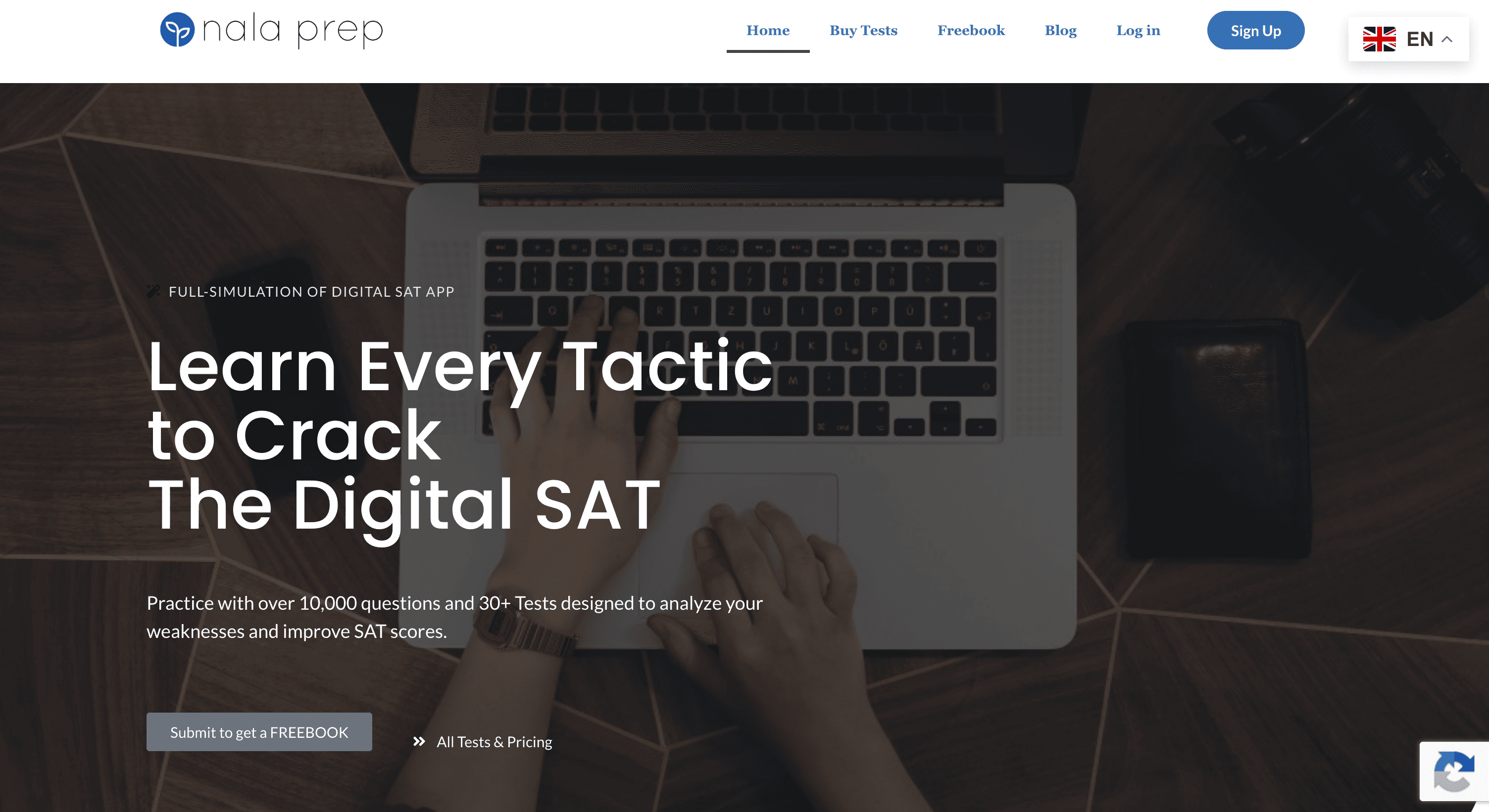 Nala Prep landing page screenshot