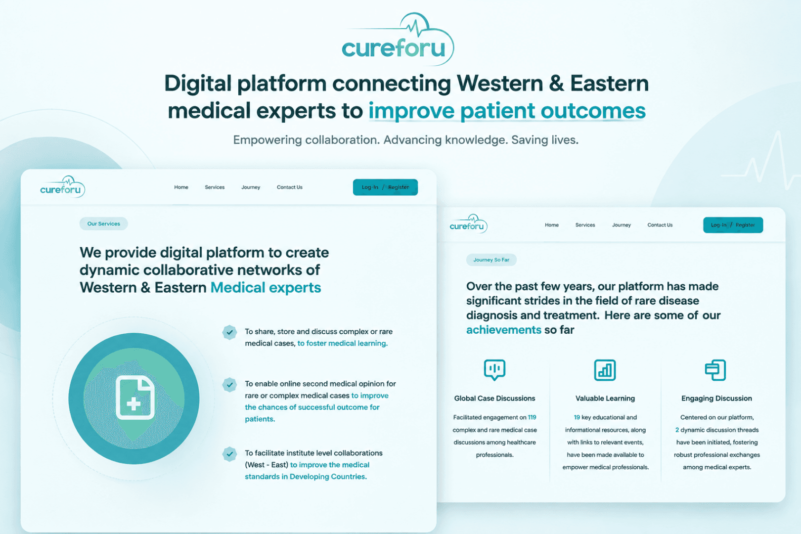 Cureforu platform home and services screenshot